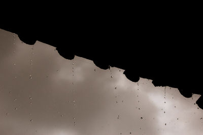 Close-up of raindrops on roof