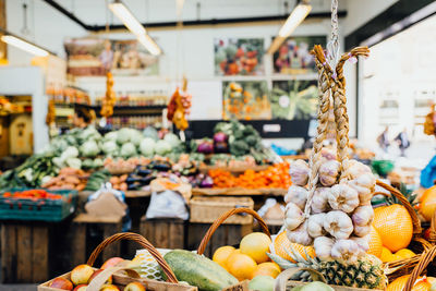 Fruits for sale at market stall