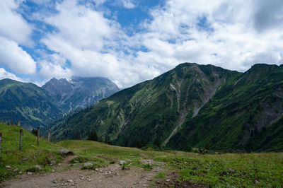 Scenic view of mountains against sky