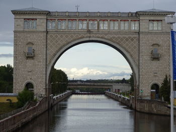 Arch bridge over river