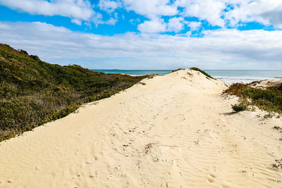 Scenic view of beach against sky