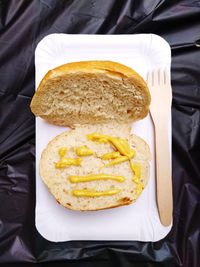 Directly above shot of breakfast served in plate