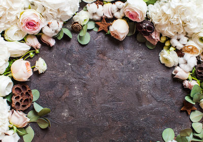 High angle view of rose bouquet