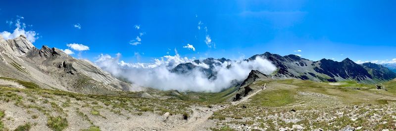 Panoramic view of mountains against sky