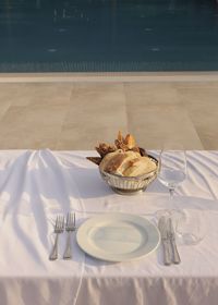High angle view of food on table