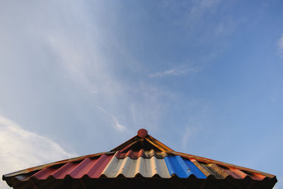 Low angle view of tent against sky