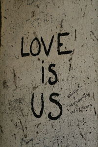 Close-up of text on wall