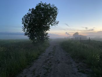 Scenic view of field against sky during sunset