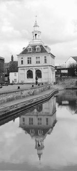 Reflection of church in water