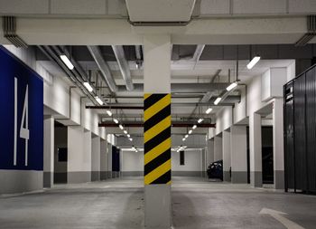 View of empty underground parking lot