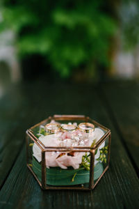 Close-up of food on table