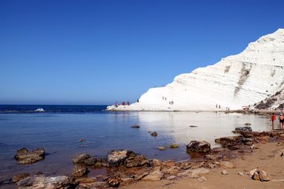 Scala dei turchi cliff against clear sky