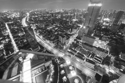 Illuminated cityscape at night