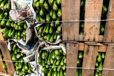 Directly above shot of vegetables in market