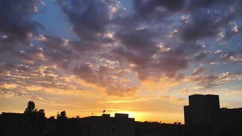 Low angle view of cloudy sky during sunset