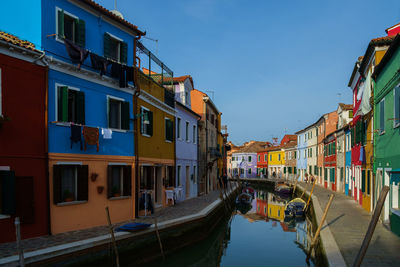 View of canal in city