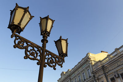 Ukraine, odessa, katerynynska square, 13th of june 19. street lamp at the founders monument