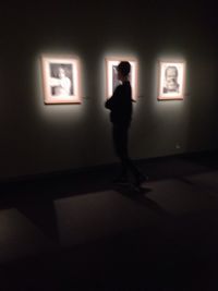 Woman in dark room