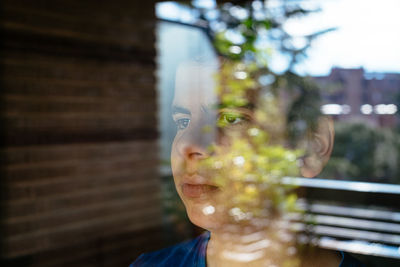 Portrait of boy in bubbles