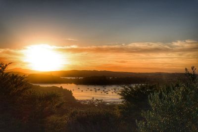 Scenic view of sunset over sea