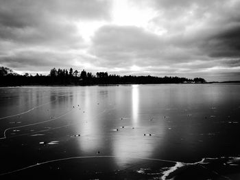 Scenic view of lake against sky