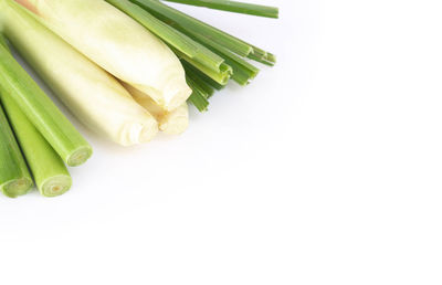 High angle view of vegetables on white background