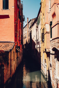 Canal amidst buildings against sky