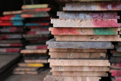 Close-up of stack of firewood