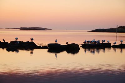 Scenic view of sea against sky during sunrise 