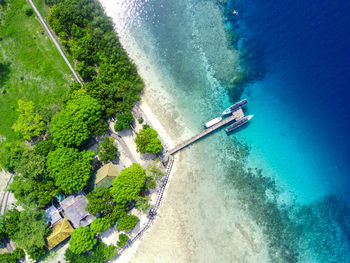 Menjangan island, west bali national park, indonesia. aerial footage taken with drone.