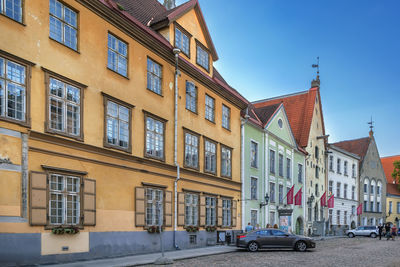 Low angle view of buildings against sky