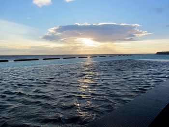 Scenic view of sea against sky at sunset