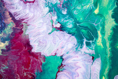 Abstraction of the flowing multi-colored acrylic paints