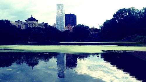 Reflection of built structures in water