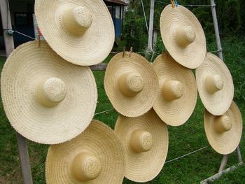 Handmade sombreros for sale on the side of the road that descends to the coast.