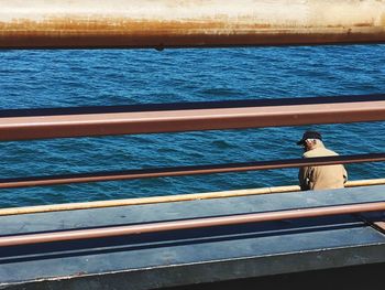 High angle view of woman in sea