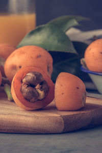 Close-up of fruits on table