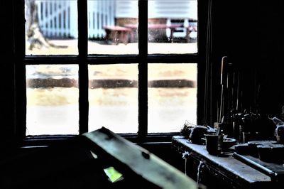 Close-up of glass window on table