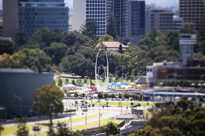 Tilt-shift image of cityscape