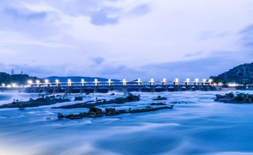 Scenic view of sea against sky at dusk