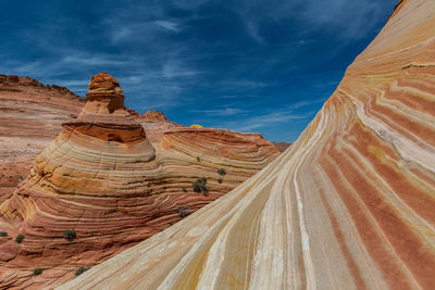 View of rock formations in desert