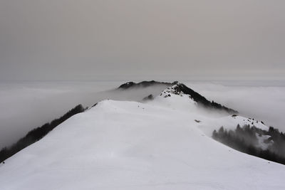 Scenic view of snow covered mountain against sky