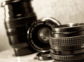 Close-up of vintage camera