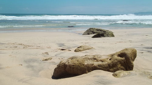 Scenic view of beach against sky