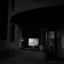 Low angle view of illuminated built structure