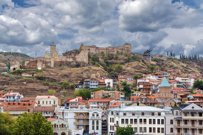 View of narikala fortress and tbilisi old town, georgia