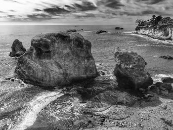 Scenic view of sea against cloudy sky