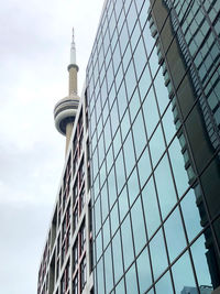 Low angle view of modern building against sky