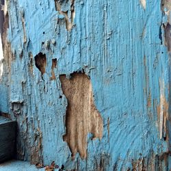 Full frame shot of rusty metal on wood