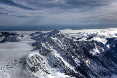 Scenic view of snow mountains against sky